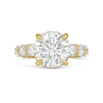 Diana M. Jewels 18kt yellow gold lab grown 15ct Lab Grown Round Diamond Halo Ring with Diamond Accents