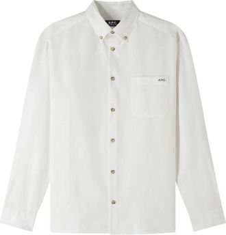 A.P.C. A.p.c. - Mateo Logo Shirt - Heren - Overhemden - Wit - Maat: M Katoen