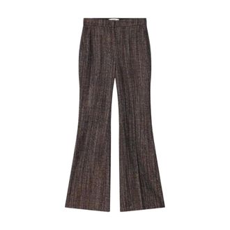Fendi Wide Trousers, female, Brown, Size: XS Flared Trousers in Textured Fabric