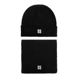 Dsquared2 Beanies, male, Black, Size: ONE SIZE Hat and Scarf Set