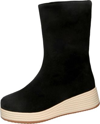 Generic Wedge Boots for Women Faux Suede Casual Short Booties Solid Color Thick Sole Comfortable Classic Slip On Ankle Boots Fall Winter