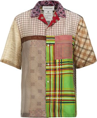 Marine Serre Womens Regenerated Silk Scarves Bowling Shirt