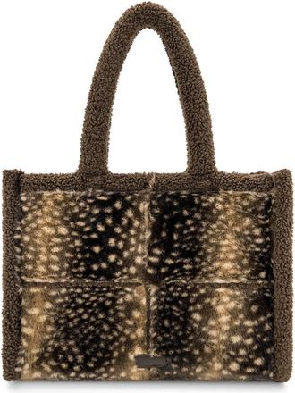 Like Dreams Womens Faux Fawn Sherpa Tote Bag In Brown