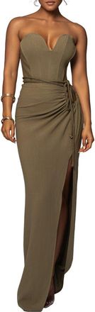 JLUXLABEL Destination Linen Skirt Set in Olive at Nordstrom, Size Small