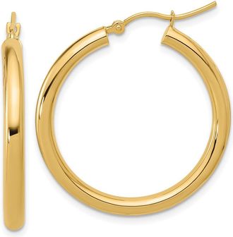 Diamond2Deal 10K Yellow Gold Round Hinged Hoop Earrings