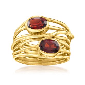 Ross-Simons Garnet Highway Ring in 18kt Gold Over Sterling