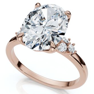 Pompeii3 3 1/10Ct Oval Carlie Diamond Engagement Ring 14k Gold or Platinum Lab Grown