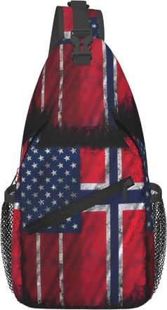 Generic Vintage Norwegian Norway American Flag Crossbody Bag Trendy Sling Bag Anti Theft Daypack For Men Casual Shopping