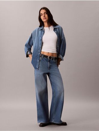 Calvin Klein Jeans Calvin Klein Womens Ultra High Rise Wide Leg Jeans - Blue - 26W x 29L