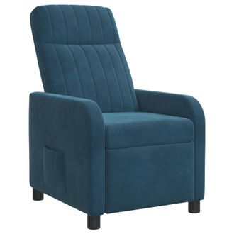 vidaXL Poltrona Reclinabile Blu Velluto (v) Vidaxl