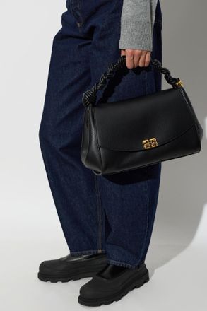 Ganni Logo Handbag, Womens, Black
