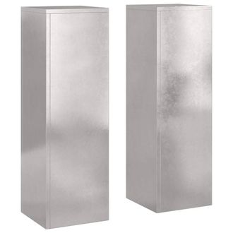 Berkfield Home Outdoor Plant Stands Pillar 2 pcs 24x24x75 cm Stainless Steel in Silver | Size: 24 x 24 x 75 cm
