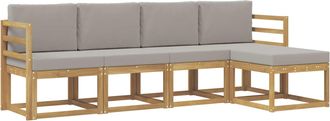 vidaXL Conjunto De Sof&aacute;s De Exterior 5 Uds. Blanco Y Gris Claro Vidaxl
