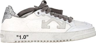 Off-white Pre-owned Womens Off-White 2.0 Glitter Detail Lace Low Top Sneakers in Leather - Size EU 35