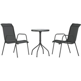 vidaXL Juego De Comedor Para Jard&iacute;n 3 Piezas Acero Negro Vidaxl