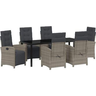 vidaXL Conjunto De Comedor De Jard&iacute;n 7 Pcs Gris Rat&aacute;n Sint&eacute;tico Vidaxl