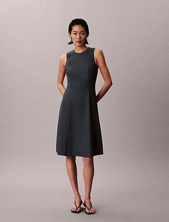 Calvin Klein Vestido midi sin mangas de mezcla de lino