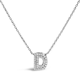 House of Brilliance 10K Gold Diamond Accent A-Z Initial Bubble Pendant Necklace