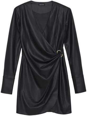 Anine Bing Joey faux-leather wrap minidress - Black