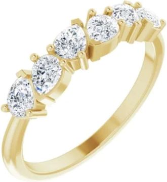 Pompeii3 1 1/3CtPear Shaped Diamond Anniversary Band 14k Gold Lab Grown