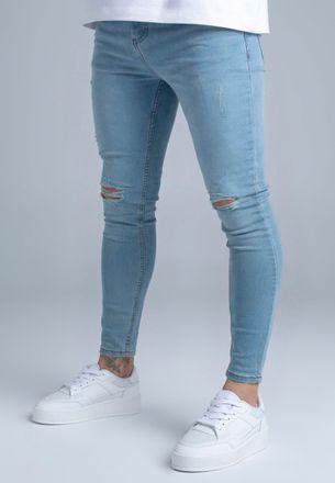 Siksilk Jeans Skinny Desgastados en Azul Claro para Hombres 38