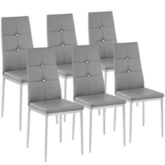 TecTake Dining Chair Set Julien Set Of 6 - Grey | Size: 6 Pack