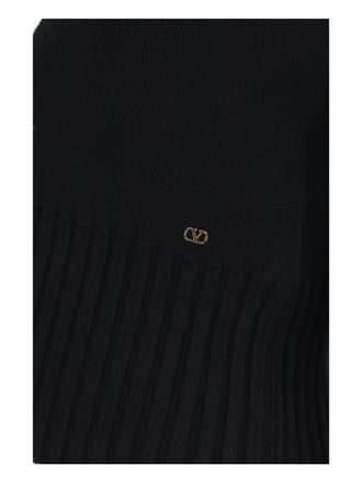 Valentino Womens V-Neck Cardigan Black-Milk Foam Cotton Black/milk Sweater