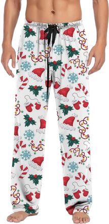 Generic Christmas Pyjama Bottoms for Men Drawstring Elasticated Waist Xmas Sleep Lounge Pants Funny Graphic Soft Comfy Christmas Pajama Trousers Holiday Loung
