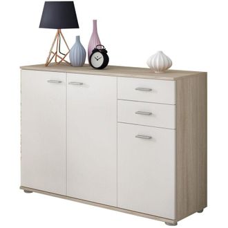 Dmora Credenza Meldola, Madia 2 Cassetti, un Ripiano, Apertura Battente, 103x34x74h cm Marrone Olmo