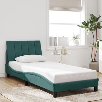 vidaXL Vidaxl - Estructura De Cama Sin Colch&oacute;n Terciopelo Verde Oscuro 90x190cm