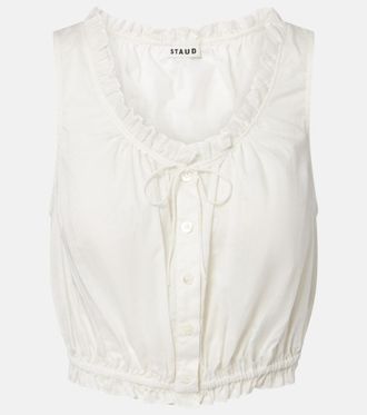 Staud Sicilia lace-trimmed cotton voile top