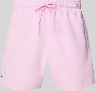 Lacoste Badeshorts mit Logo-Stitching in Rosa, Gr&ouml;&szlig;e XXL