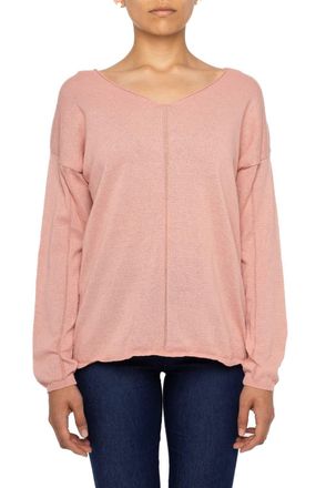 Astrid Womens Preppy V-Neck Top In Coral