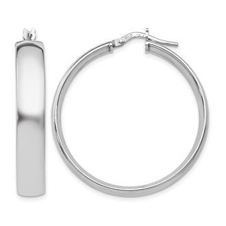 Diamond2Deal Sterling Silver Polished Hinged Round Hoop Earrings