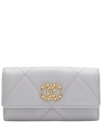 Chanel Grey Lambskin 19 Flap Wallet (Authentic Pre-Loved)