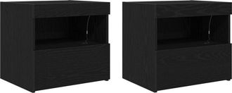 vidaXL Vidaxl - Bedside Cabinet 2 pcs Black oak 50 x 40 x 45 cm Engineered wood