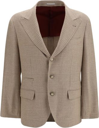 Brunello Cucinelli Beige Notched Lapel Blazer