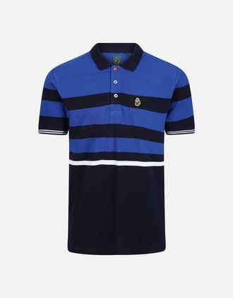 Luke Mens New Mead Striped Polo Shirt | Very Dark Navy - Size: 38