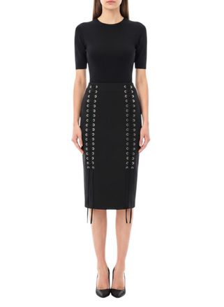 Pinko Black Embellished Midi Skirt