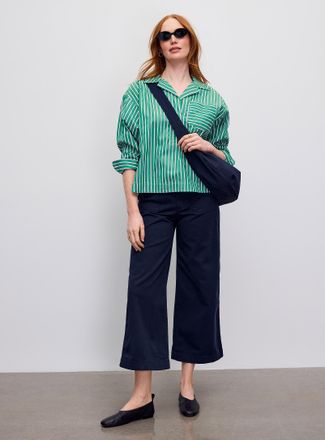 Lauren Ralph Lauren Womens Stretch cotton navy blue chino pant Fit: Wide leg, high rise