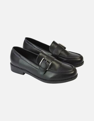 XY London Womens XY London Womens/Ladies Kali Chunky Buckle Detail Loafers - Black - Size: 4