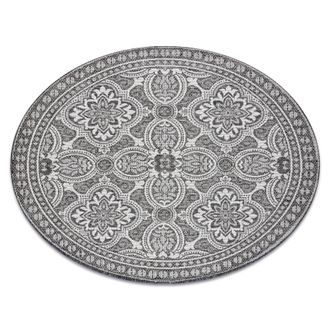 RugsX Rugsx - Alfombra De Cuerda Sisal Loft 21193 Circulo Boho Marfil/plateado/gris Grey Circulo 120 Cm