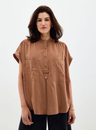 Sessun Womens Camille draped cap sleeve striped blouse