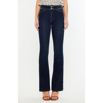 Kancan Seren High Rise Exposed Button Bootcut Jeans in Dark Blue at Nordstrom, Size 26