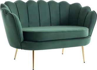 Pascal Morabito Sof&aacute; 2 plazas de terciopelo verde pino con forma de concha DANDELION de Pascal Morabito