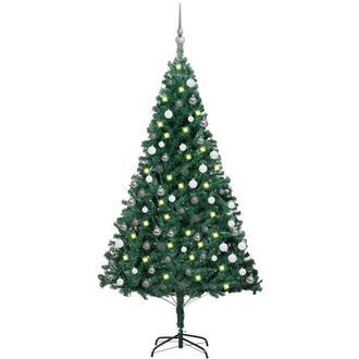 vidaXL &Aacute;rbol De Navidad Preiluminado Con Luces Y Bolas Verde 180 Cm Vidaxl