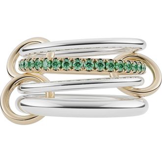 Spinelli Kilcollin Nimbus Two-Tone Linked Emerald Rings in Silver at Nordstrom, Size 7.5