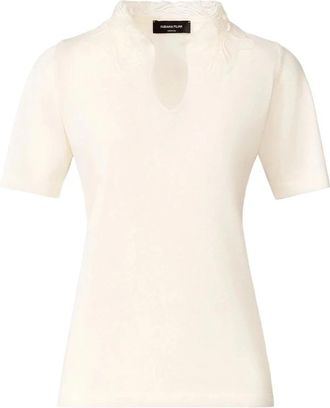 Fabiana Filippi Top met V-hals en kanten details - Dames - Polos - Wit - S - Tops
