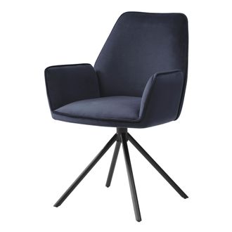 Hhg Hhg - Silla De Comedor 851, Silla De Cocina Silla Con Reposabrazos, Posici&oacute;n Giratoria Autom&aacute;tica, Terciopelo Mvg, Azul Antracita, Patas Negras