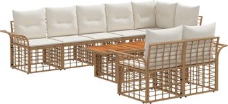 vidaXL Conjunto De Sof&aacute;s De Jard&iacute;n 9 Uds. Natural Y Crema Vidaxl